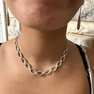 Swarovski Silver Crystal Linked Loop Necklace